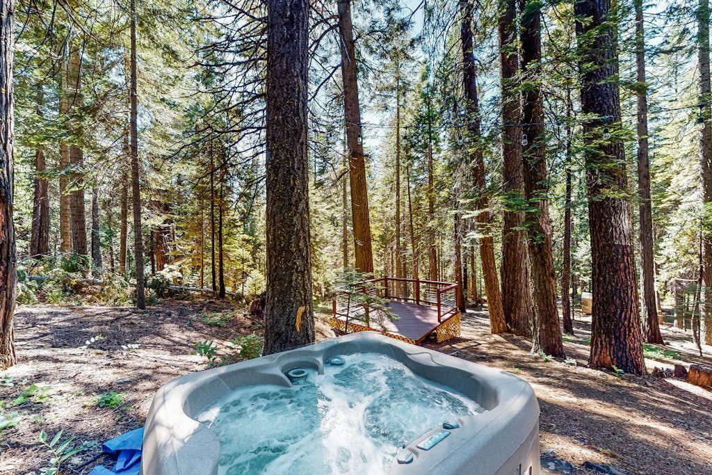 Private hot tub among the trees
